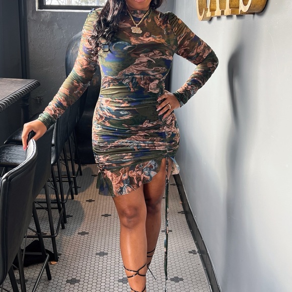 Fashion Nova Sheer Ruched Dress - Picture 3 of 3
